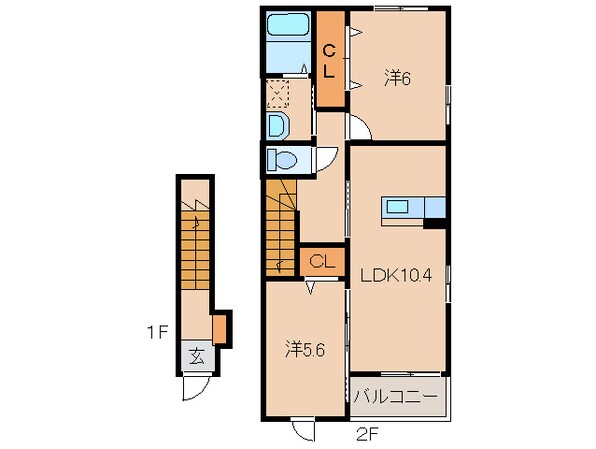 紀ノ川駅 徒歩18分 2階の物件間取画像